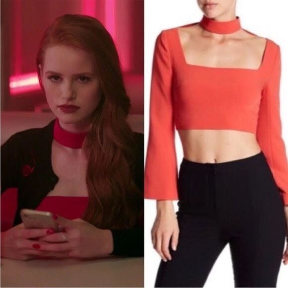 NWT Cinq a Sept Amara White Choker Mock Neck Crop Top BELL Sleeve SZ 2 - Picture 2 of 12